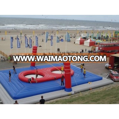 Factory price Beach inflatable volleyball court for rental/jumping trampoline inflatable volleyball field