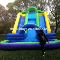 Outdoor Inflatable Double lane Climbing Slide with a water Pool