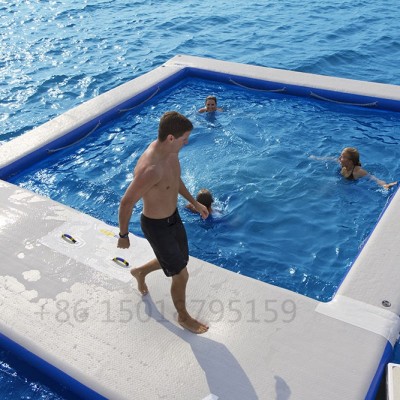 THL Custom Portable Inflatable Floating Ocean Sea Swimming Pool / Inflatable Pool Yacht