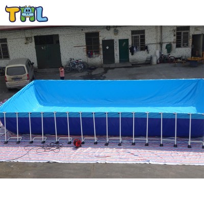 high quality blue metal frame swimming pool ,plastic swim pool for sale